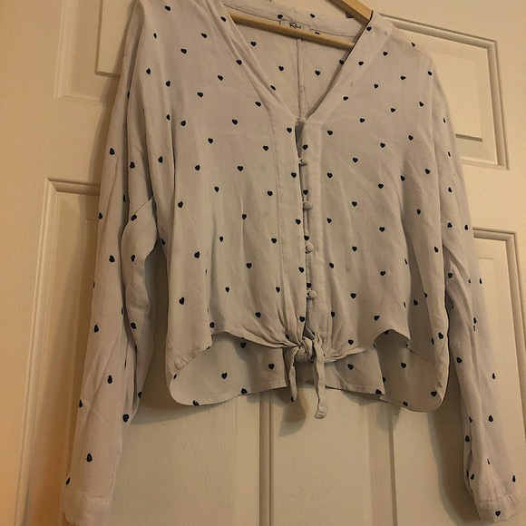 Rails heart print button down cropped blouse size L - Picture 5 of 13